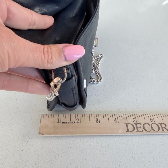 Rag and Bone Grommet Stylish Black Shoulder Bag w/ chain - Picture 10 of 13